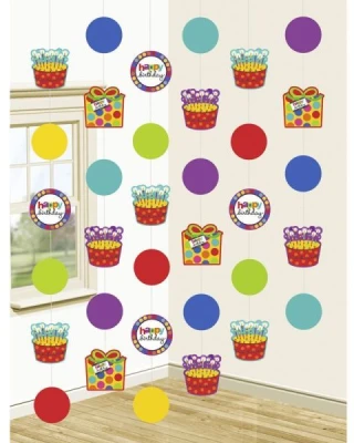Dots & Stripes Happy Birthday Sarkıt - Dekorasyon