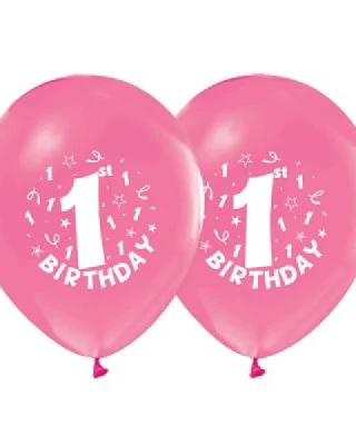 1+1 1 Yaş Baskılı Pembe  Balon