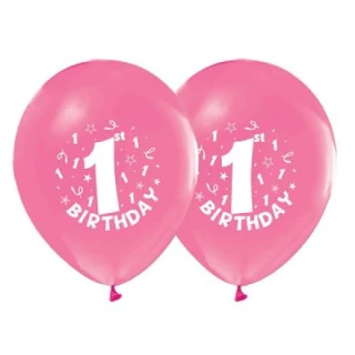 1+1 1 Yaş Baskılı Pembe  Balon
