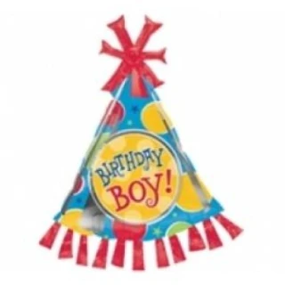 Supershape Birthday Boy Party Hat Anagram Folyo Balon