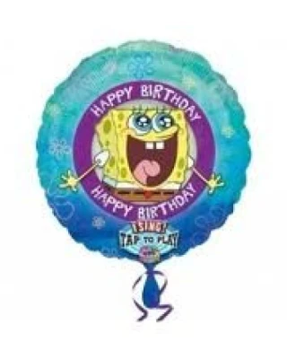 28 İnç Spongebob Birthday Müzikli Anagram Folyo Balon