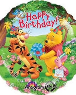 18 İnç Winnie The Pooh Happy Birthday Anagram Folyo Balon