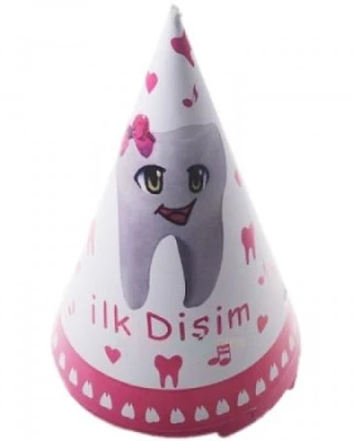 İlk Dişim Külah Şapka Pembe