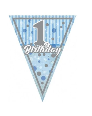 Birthday 1 Yaş Bayrak Set (MAVİ)