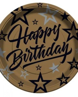 Happy Bırthday Golden Stars Tabak