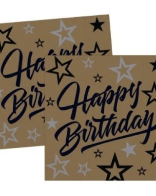 Happy Bırthday Golden Stars Peçete