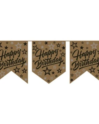 Happy Bırthday Golden Stars Bayrak Set