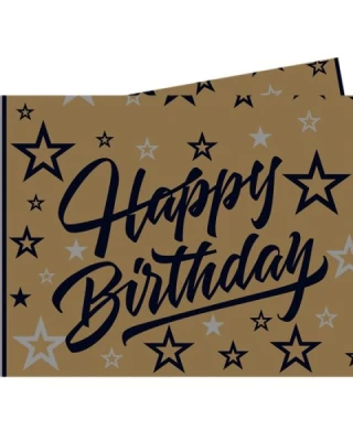 Happy Bırthday Golden Stars Masa Örtüsü