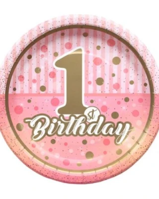 Bırthday 1 Yaş Tabak (Pembe)