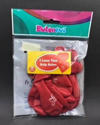 I Love You Baskılı Kalp Balon 10 Lu