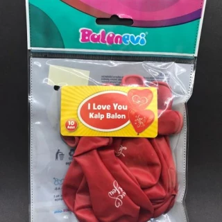 I Love You Baskılı Kalp Balon 10 Lu