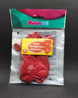 Seni Seviyorum Baskılı Kalp Balon 10 Lu