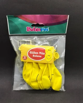 Gülen Yüz Baskılı Balon 16 Lı