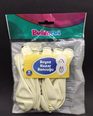 Nazar Boncuğu Baskılı Beyaz Balon 16 Lı
