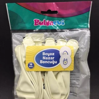 Nazar Boncuğu Baskılı Beyaz Balon 16 Lı
