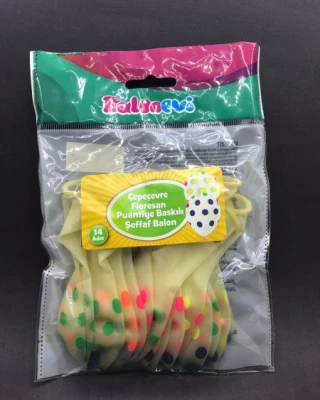 Floresan Puantiye Baskılı Şeffaf Balon