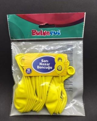 Sarı Nazar Boncuk Baskılı Balon 16 Lı