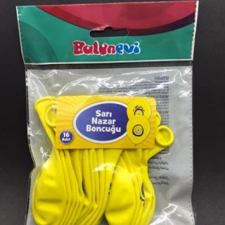 Sarı Nazar Boncuk Baskılı Balon 16 Lı