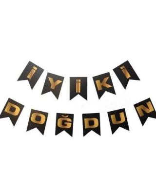 İyiki Doğdun Flama Siyah