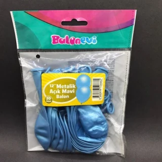 Metalik Açık Mavi Balon 20 Li