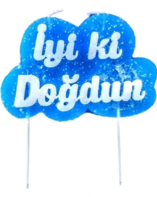 İyiki Doğdun Mum Mavi