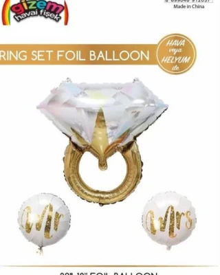 Tek Taş Folyo Balon 3 Lü Seti
