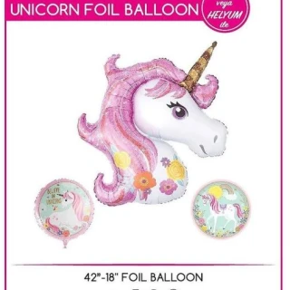 Unıcorn Folyo Balon Set Pembe