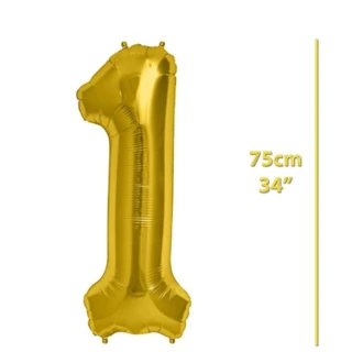 Folyo Rakam 1 Gold Balon 34 İnç