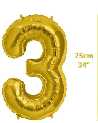 Folyo Rakam 3 Gold Balon 34 İnç