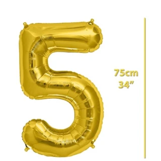 Folyo Rakam 5 Gold Balon 34 İnç