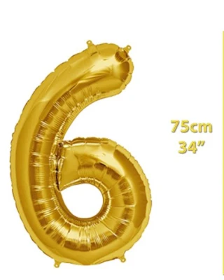 Folyo Rakam 6 Gold Balon 34 İnç
