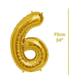 Folyo Rakam 6 Gold Balon 34 İnç