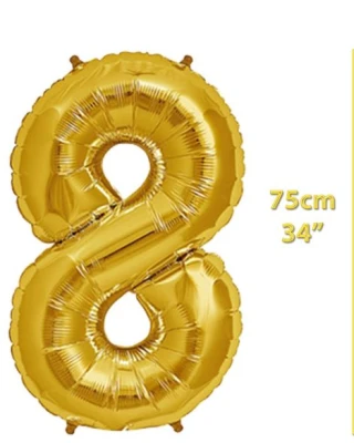 Folyo Rakam 8 Gold Balon 34 İnç