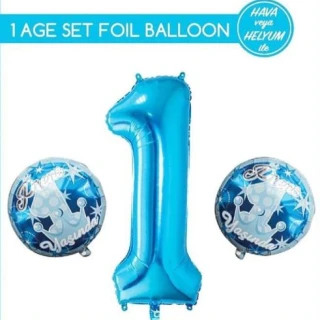 1 Rakam Folyo Balon Set Mavi