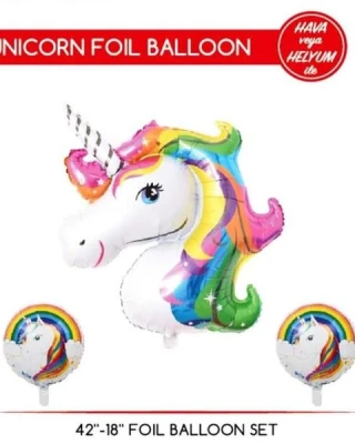 Unıcorn Folyo Balon Set Renkli