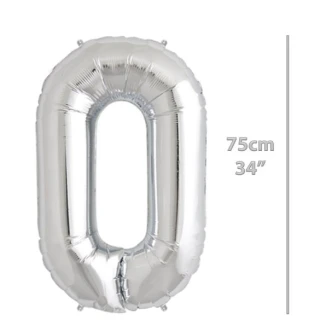 Folyo Rakam 0 Gümüş Balon 34 İnç
