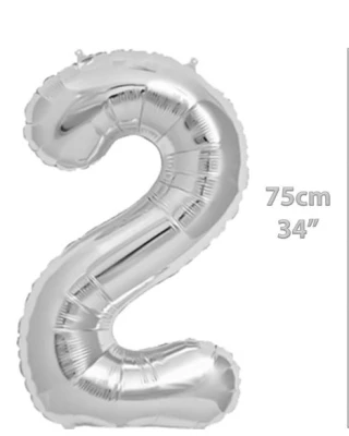 Folyo Rakam 2 Gümüş Balon 34 İnç