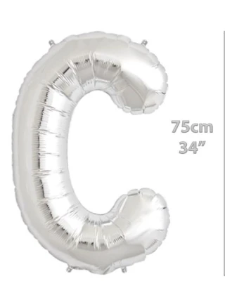 Folyo Harf C Gümüş Balon 34 İnç