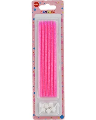 Simli Uzun Mum Pembe