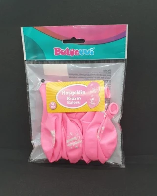 Hoşgeldin Kızım Baskılı Balon 16 Lı