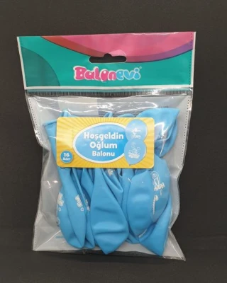 Hoşgeldin Oğlum Baskılı Balon 16 Lı