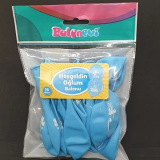 Hoşgeldin Oğlum Baskılı Balon 16 Lı