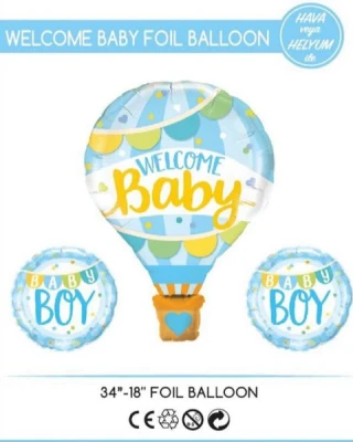 Welcome Baby Erkek Folyo Balon