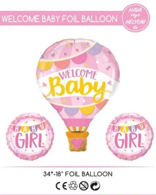 Welcome Baby Kız Folyo Balon