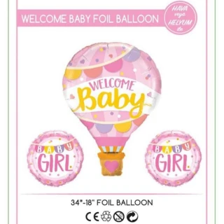 Welcome Baby Kız Folyo Balon
