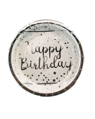 Sılver Happy Bırthday Baskılı Tabak 23 cm ( 8 Ad )