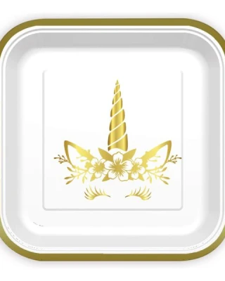 Unıcorn Gold Kare Tabak 23 cm ( 6 Ad )