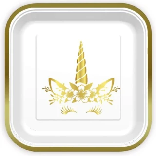 Unıcorn Gold Kare Tabak 23 cm ( 6 Ad )