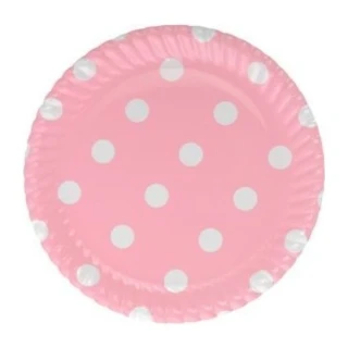 Puantiyeli Pembe Karton Tabak