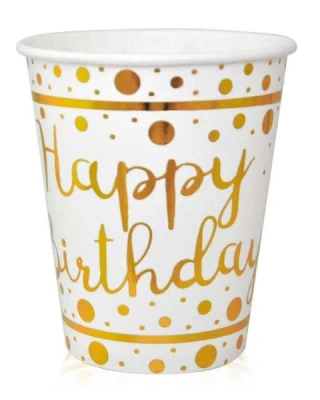 Gold Varak Happy Bırthday Baskılı Bardak ( 6 Ad )